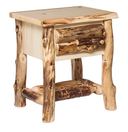 Rustic Aspen Log Complete Bedroom Set - Includes Bed, 1 Amoire, 1-Draver Nightstand, Blanket chest with seat, and 1 Table lamp