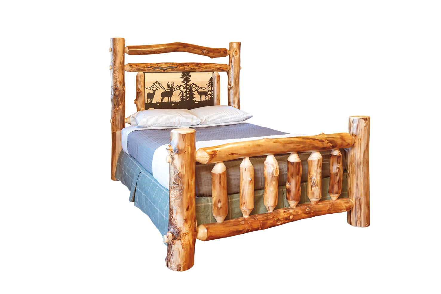Rustic Aspen Log Complete Bedroom Set - Includes Bed, 5-Drawer Chest, and 1-Drawer Nightstand