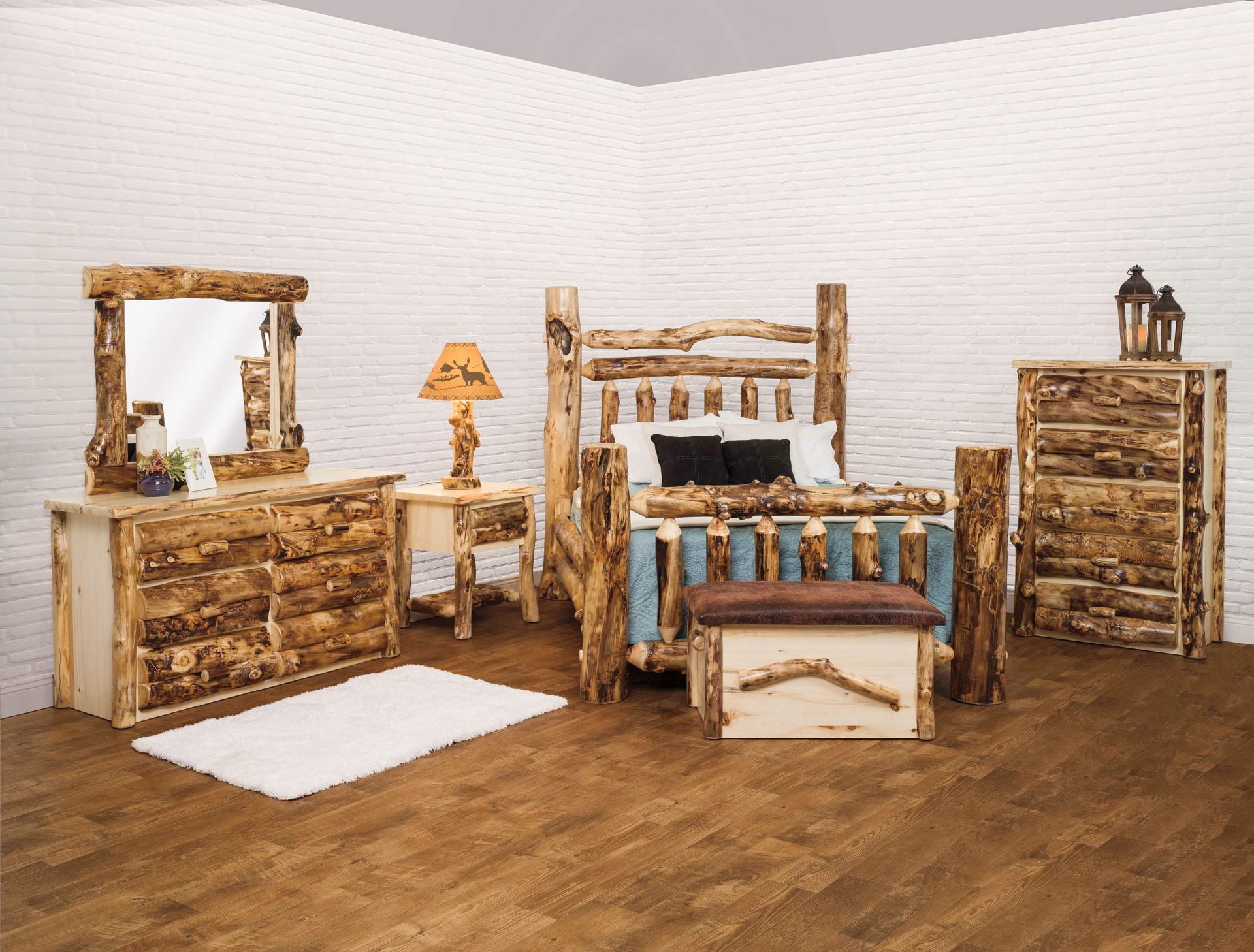 Rustic Aspen Log Complete Grand Bedroom Set