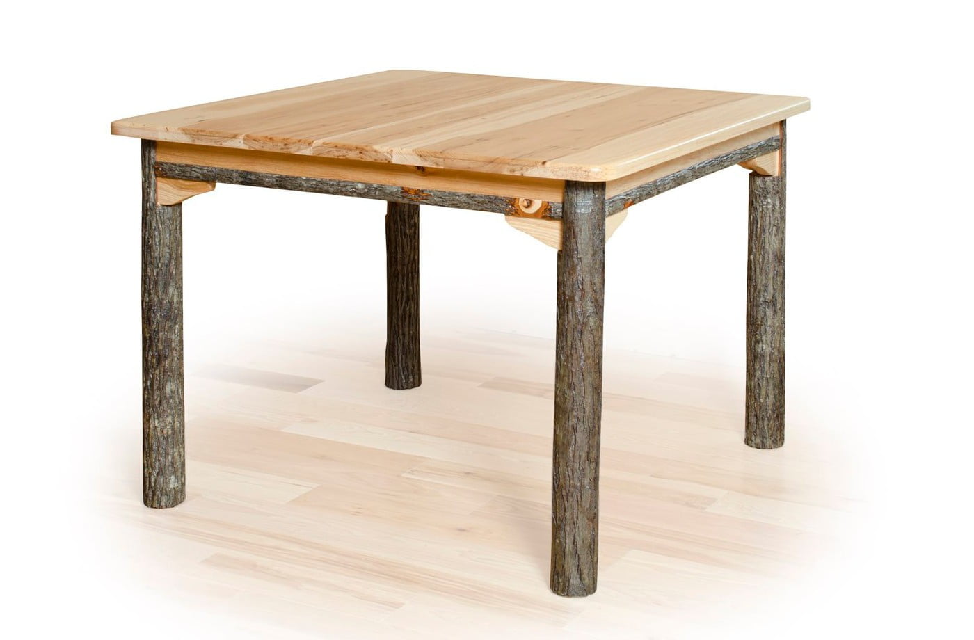 Solid Top Rustic Hickory Dining Table