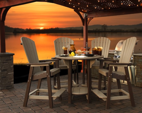 Outdoor Keystone 42″ Round Dining Table in Poly Lumber – Dining, Counter, or Bar Height