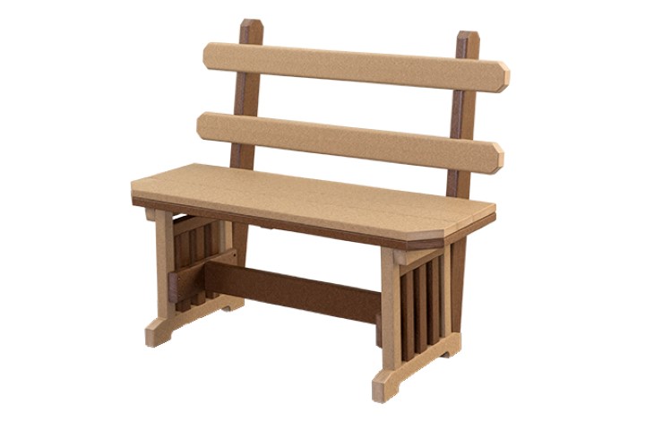 Outdoor Mission Bench with Back in Poly Lumber - Mulitple Sizes
