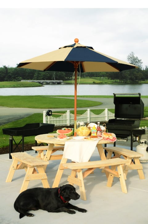 Outdoor 48 Inch Round Garden Table in Poly Lumber