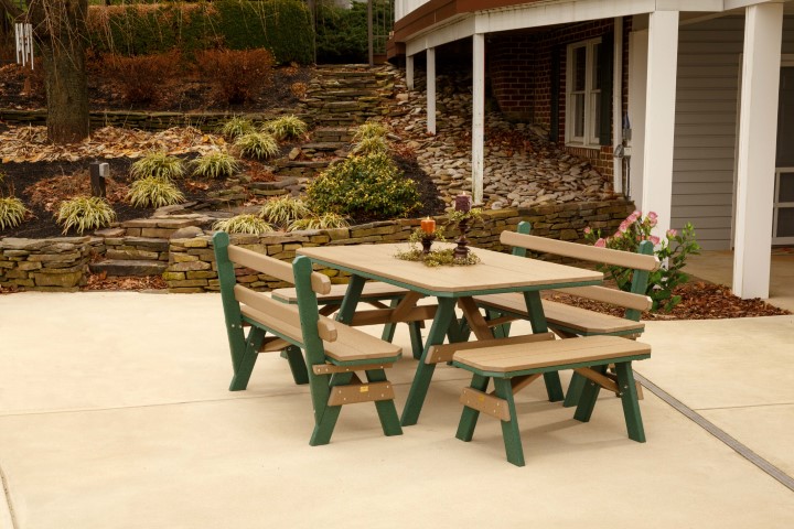 Outdoor Garden Bench with Back in Poly Lumber