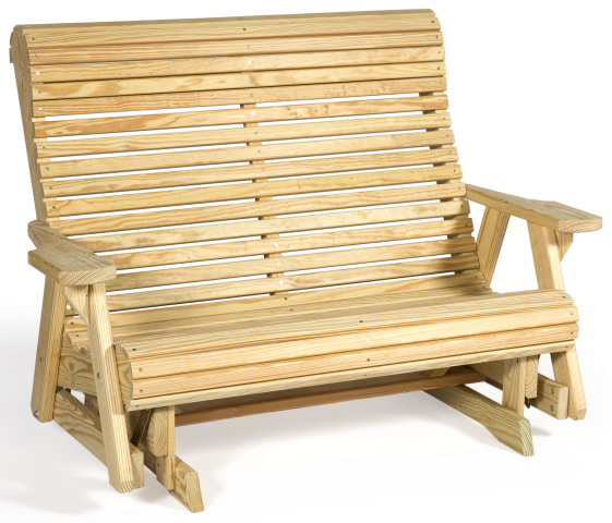 4 Foot Rollback Bearing Glider Bench in Unfinished Pressure Treated Pine