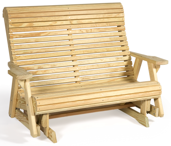 4 Foot Rollback Bearing Glider Bench in Unfinished Pressure Treated Pine