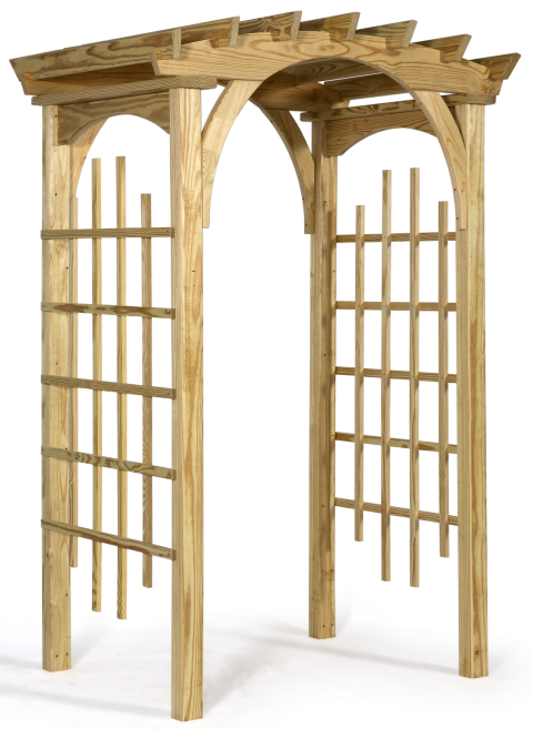 Decorative 4 Foot Wide Roman Arch Arbor in Unfinished Pressure Treated Pine