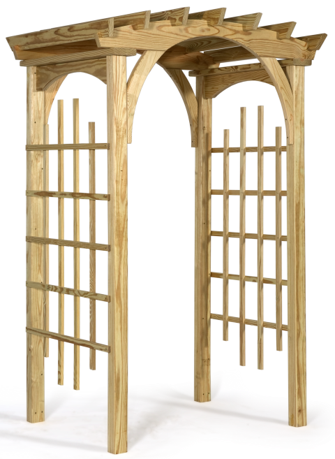 Decorative 4 Foot Wide Roman Arch Arbor in Unfinished Pressure Treated Pine