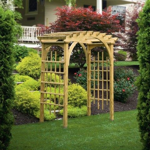 Decorative 6 Foot Wide Roman Arch Arbor in Unfinished Pressure Treated Pine