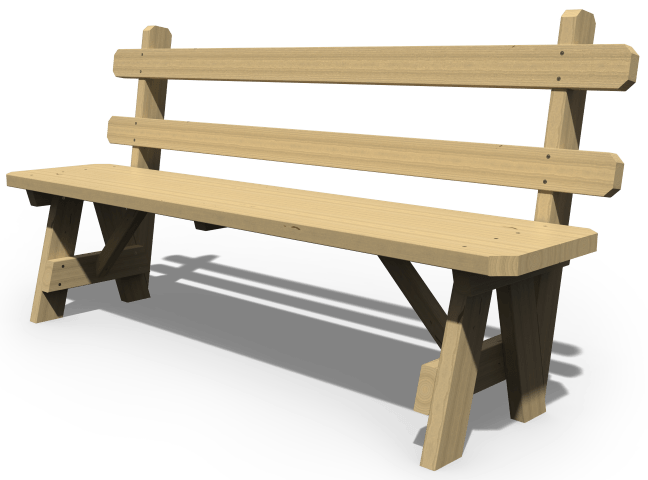 66 Inch Traditional Picnic Bench with Back in Unfinished Pressure Treated Pine