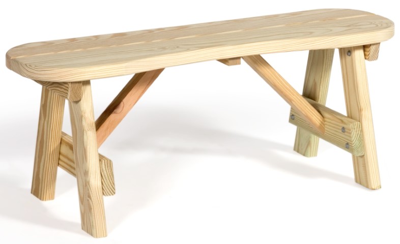 42 Inch Curved Traditional Picnic Bench in Unfinished Pressure Treated Pine