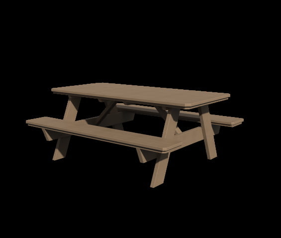 Poly Lumber 3′ x 6′ Picnic Table w/ Seats Attached