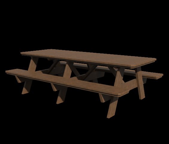Poly Lumber 3′ x 8′ Picnic Table w/ Seats Attached