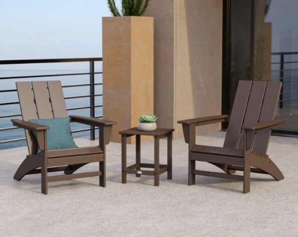 Polywood ® Modern 3-Piece Adirondack Set with Long Island 18″ Side Table