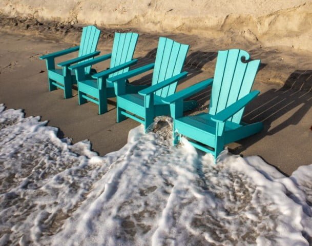 Polywood ® Wave Collection 4-Piece Adirondack Chair Set