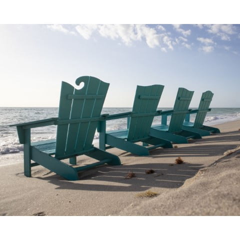 Polywood ® Wave Collection 4-Piece Adirondack Chair Set in Vintage Finish