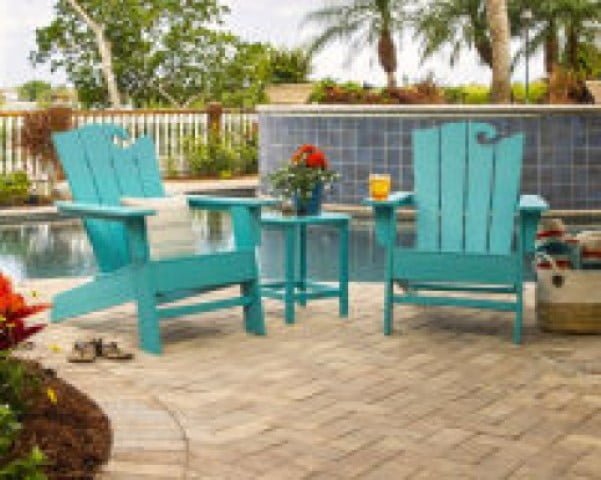 Polywood ® Wave Collection 3-Piece Adirondack Set with the Ocean Chair