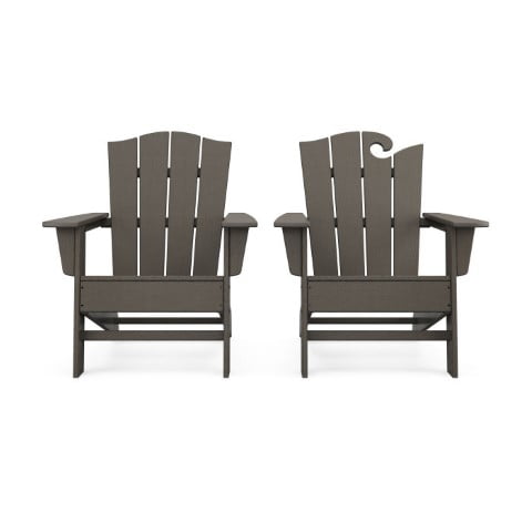 Polywood ® Wave Collection 2-Piece Adirondack Chair Set with The Crest Chair in Vintage Finish