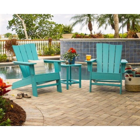 Polywood ® Wave Collection 3-Piece Adirondack Chair Set