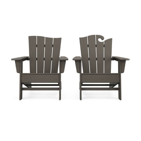 Polywood ® Wave Colllection 2-Piece Adirondack Set with The Wave Chair Left in Vintage Finish