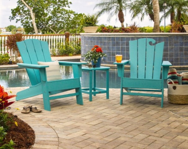 Polywood ® Wave Collection 3-Piece Adirondack Set