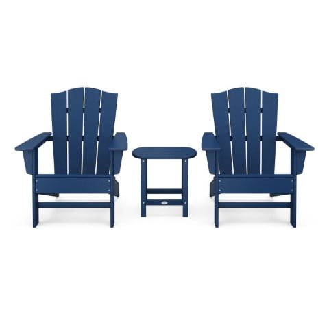 Polywood ® Wave Collection 3-Piece Adirondack Chair Set with Crest Chairs