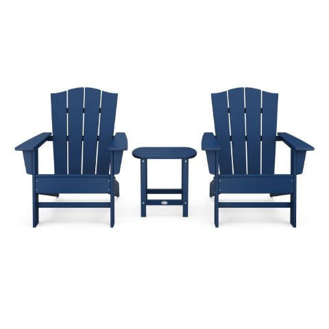 Polywood ® Wave Collection 3-Piece Adirondack Chair Set with Crest Chairs