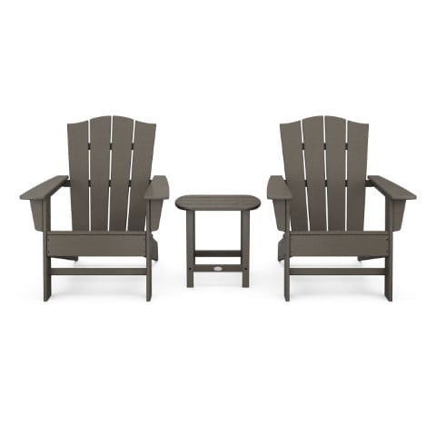 Polywood ® Wave Collection 3-Piece Adirondack Chair Set with Crest Chairs in Vintage Finish