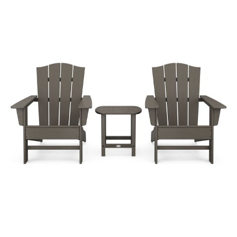 Polywood ® Wave Collection 3-Piece Adirondack Chair Set with Crest Chairs in Vintage Finish