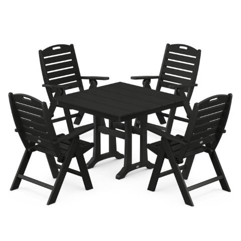 Polywood® – Nautical Highback 5-Piece Farmhouse Trestle Dining Set