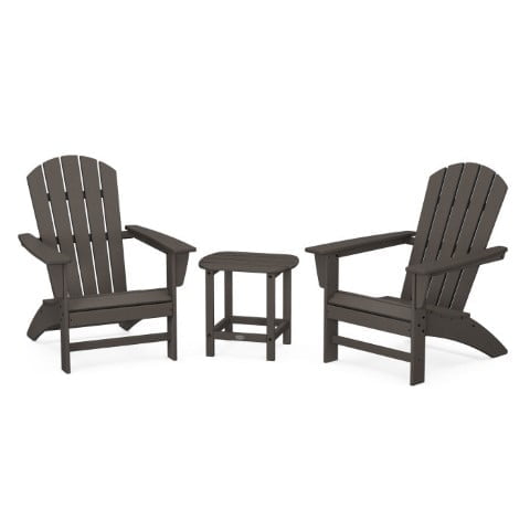 Polywood® – Nautical 3-Piece Adirondack Set with South Beach 18″ Side Table in Vintage Finish