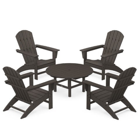 Polywood® – Nautical 5-Piece Adirondack Chair Conversation Set in Vintage Finish