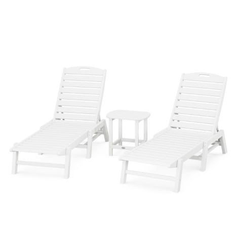 Polywood® – Nautical 3-Piece Chaise Lounge Set with South Beach 18″ Side Table