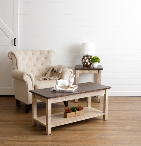 Rustic Reclaimed Oak Coffee Table with Square Legs