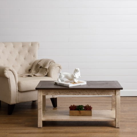 Rustic Reclaimed Oak Coffee Table with Square Legs