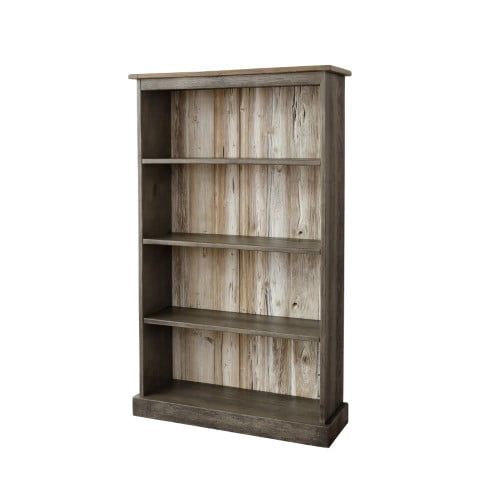 Rustic Reclaimed Oak 5' Bookshelf with Wooden Back