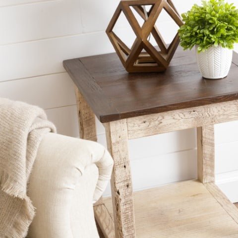 Rustic Reclaimed Oak End Table with Square Legs