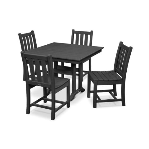 Polywood ® Traditional  Garden 5-Piece Farmhouse Trestle Dining Set