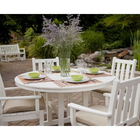 Polywood ® Traditional  Garden 5-Piece Round Farmhouse Dining Set