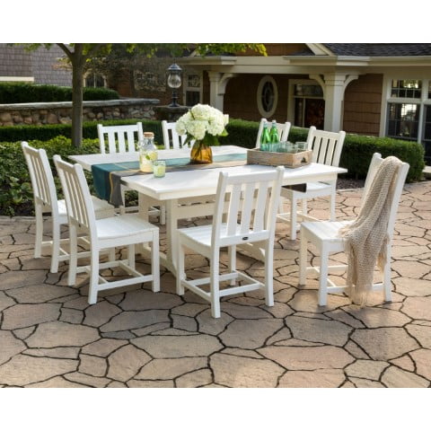 Polywood ® Traditional  Garden 9-Piece Farmhouse Trestle Dining Set