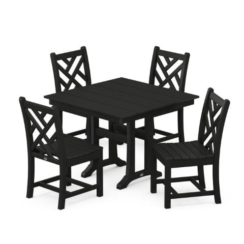 Polywood ® Chippendale 5-Piece Farmhouse Trestle Side Chair Dining Set