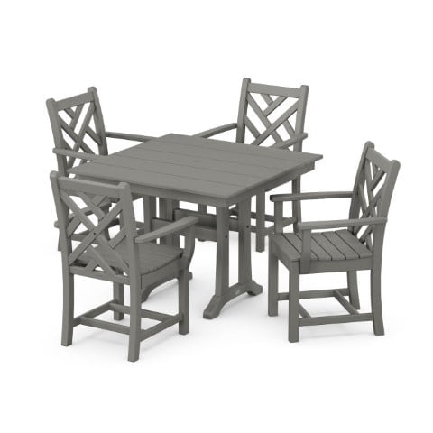 Polywood ® Chippendale 5-Piece Farmhouse Trestle Arm Chair Dining Set