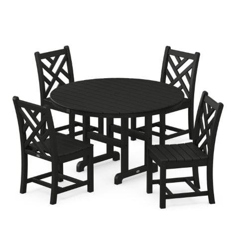 Polywood ® Chippendale 5-Piece Round Farmhouse Side Chair Dining Set