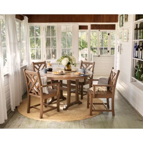 Polywood ® Chippendale 5-Piece Nautical Trestle Dining Arm Chair Set
