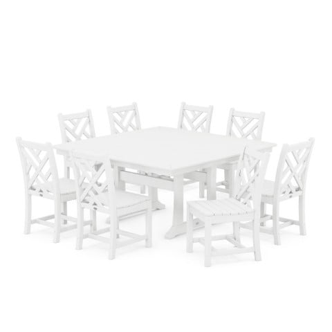 Polywood ® Chippendale 9-Piece Nautical Trestle Dining Set