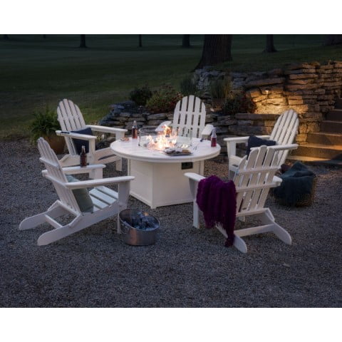 Polywood ® Classic Folding Adirondack 6-Piece Conversation Set with Fire Pit Table