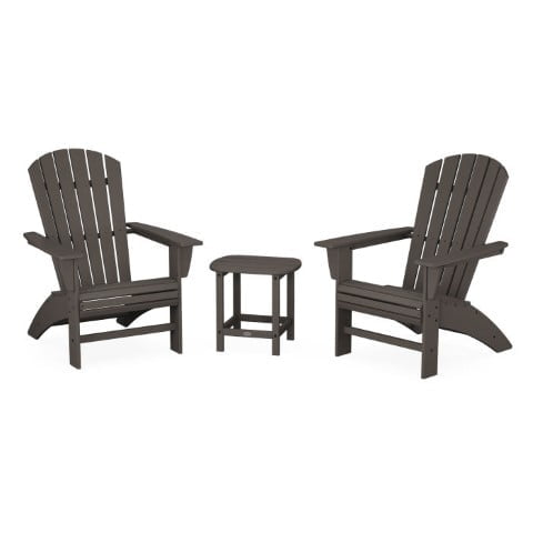 Polywood ® Nautical 3-Piece Curveback Adirondack Set in Vintage Finish