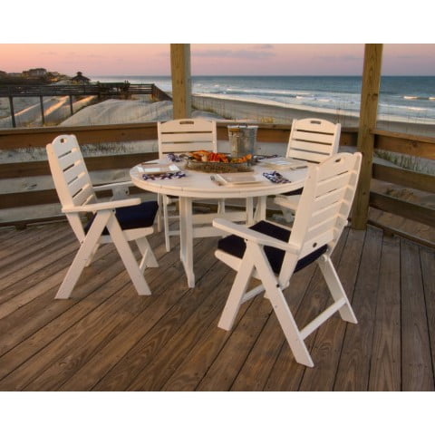 Polywood ® Nautical 5-Piece Round Farmhouse Dining Set