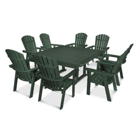 Polywood ® Nautical Adirondack 9-Piece Trestle Dining Set