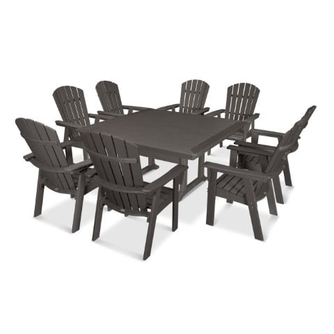 Polywood ® Nautical Adirondack 9-Piece Trestle Dining Set in Vintage Finish